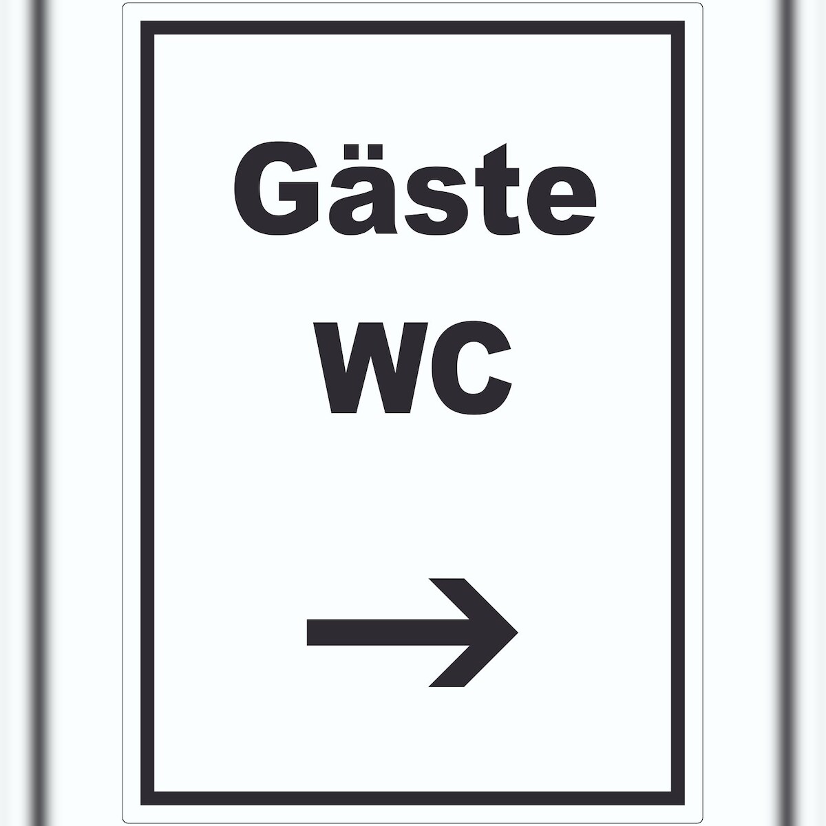 HB-Druck Gäste WC Aufkleber mit Text und Richtungspfeil rechts Toilette hochkant A8 (52x74mm) Image