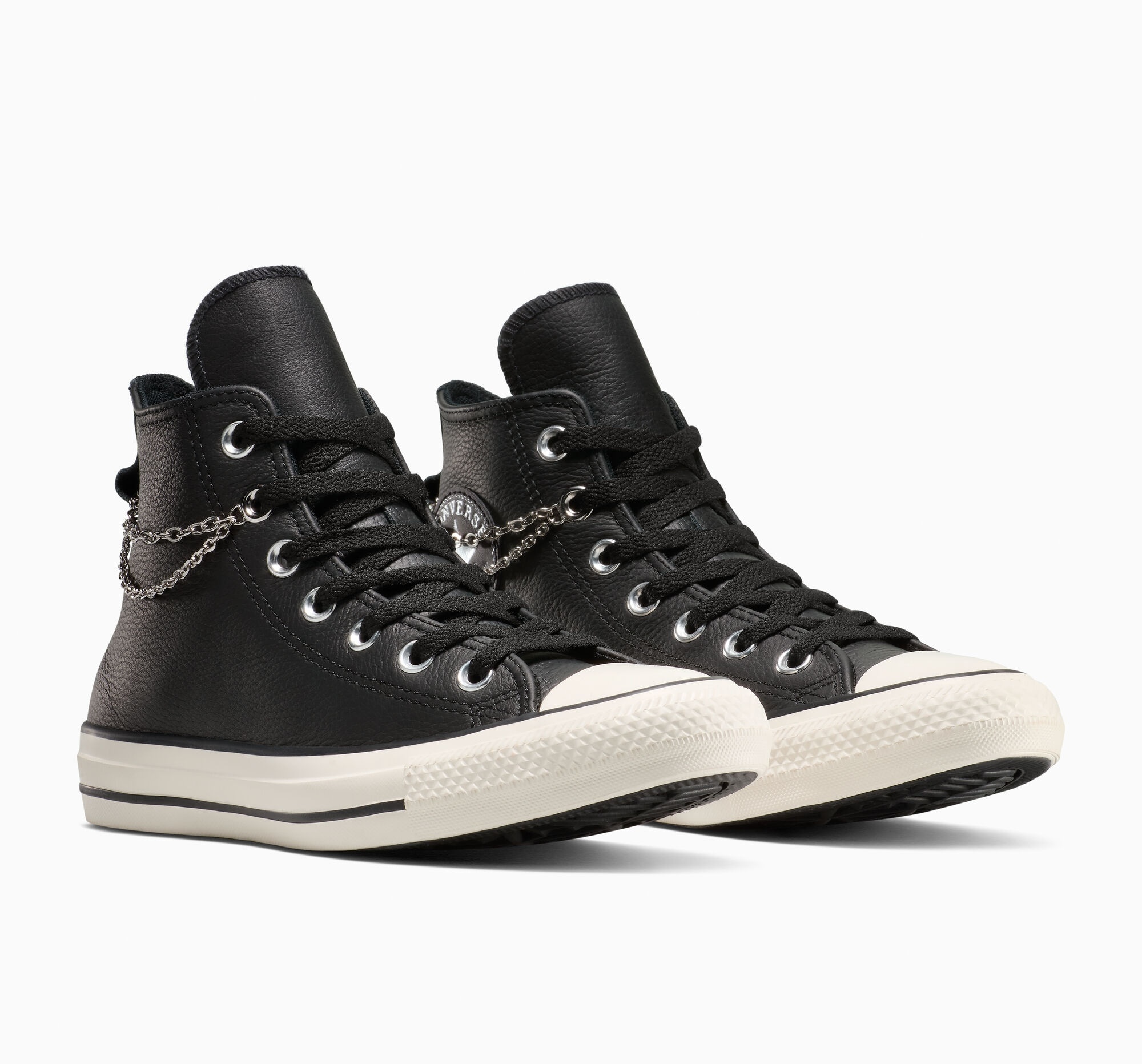Sneaker CONVERSE "CHUCK TAYLOR ALL STAR", Damen, Gr. 42, schwarz, silber, egret, Leder, Schuhe Sneaker