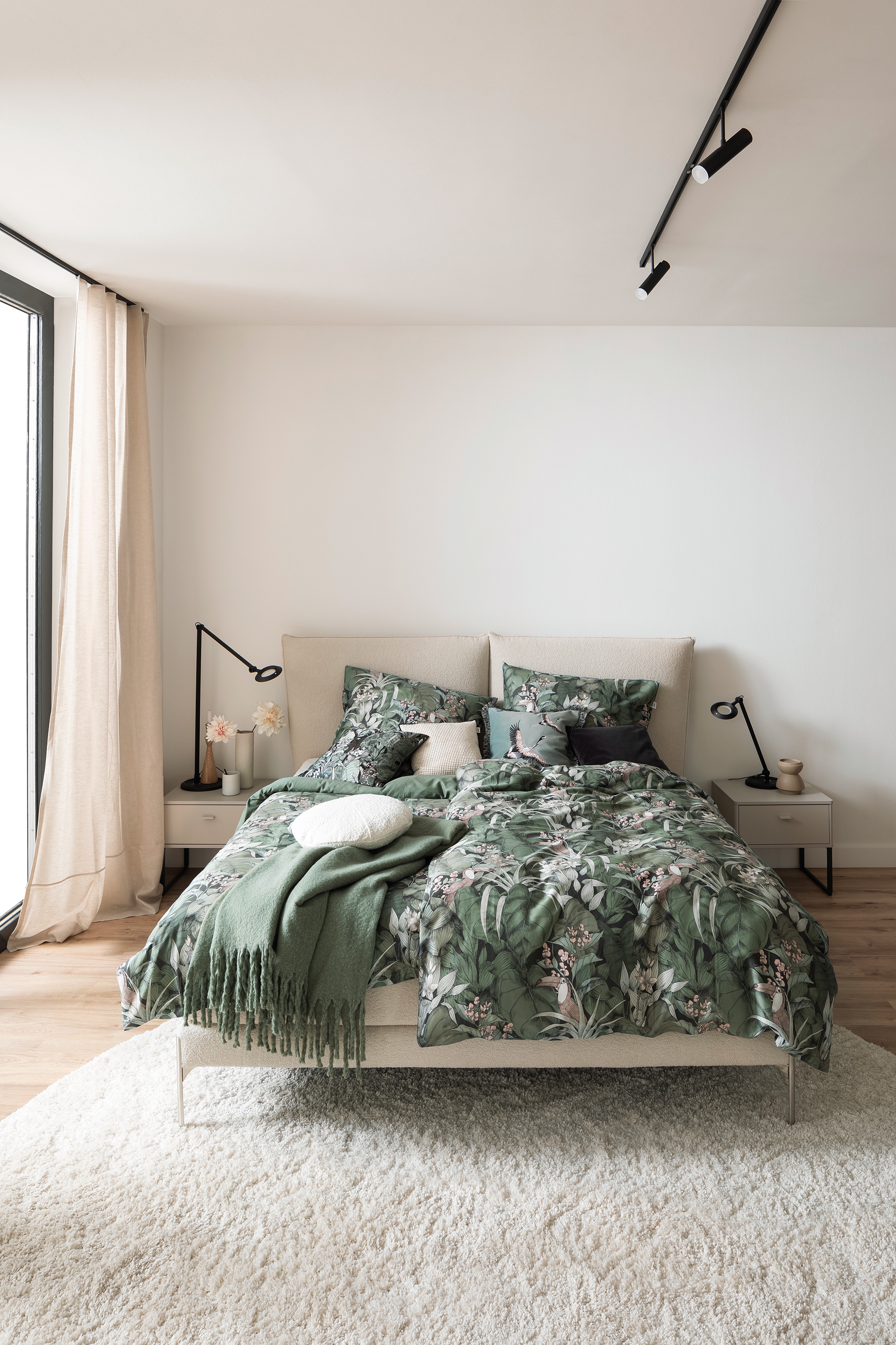 Wendebettwäsche "Toucan", grün, B/L: 155cm x 220cm, Satin, B/L: 80cm x 80cm, Satin, Obermaterial: 100% Baumwolle, SCHÖNER WOHNEN-KOLLEKTION, Bettwäsche, Wendebettwäsche, aus 100% Baumwolle Image