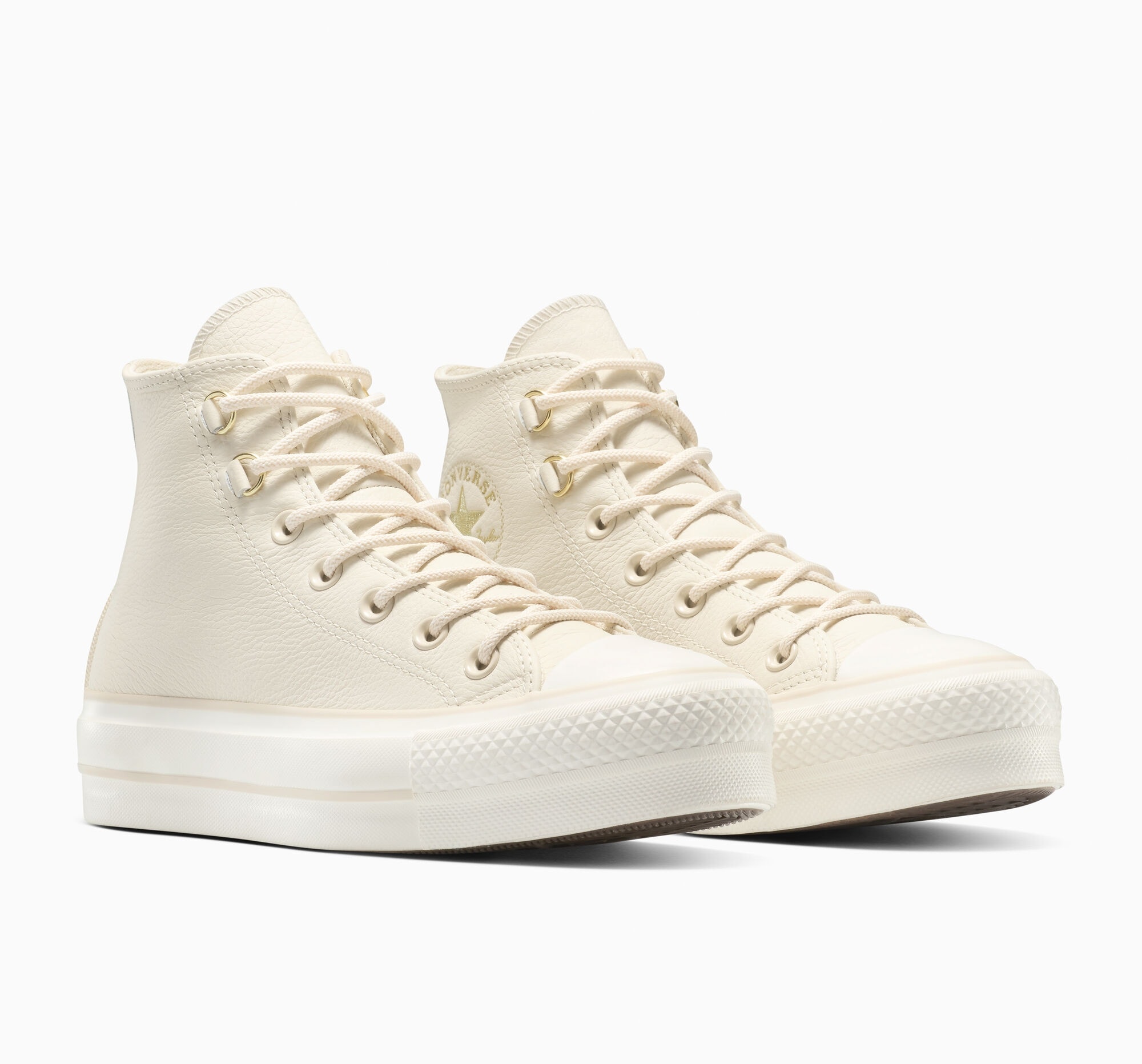 Sneaker CONVERSE "CHUCK TAYLOR ALL STAR LIFT", Damen, Gr. 42,5, light dune, light dune, egret, Leder, Schuhe Sneaker, Winterschuhe, wasserdicht und gefüttert
