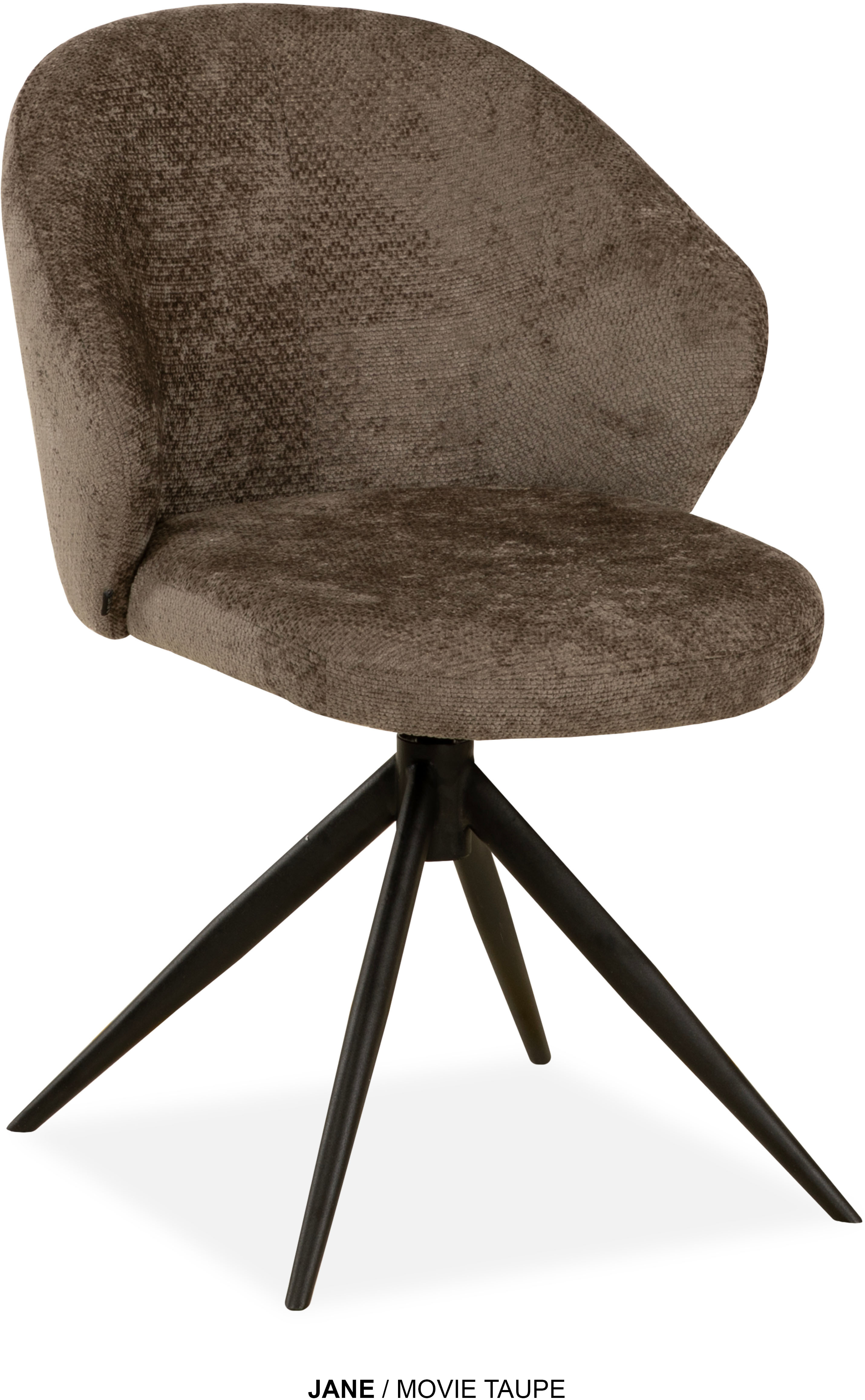 Esszimmerstuhl OMG DESIGN "Jane", taupe, schwarz, B:59,5cm H:85cm T:67cm, Polyester, Stühle, Drehstuhl mit auto-return, Schalenstuhl