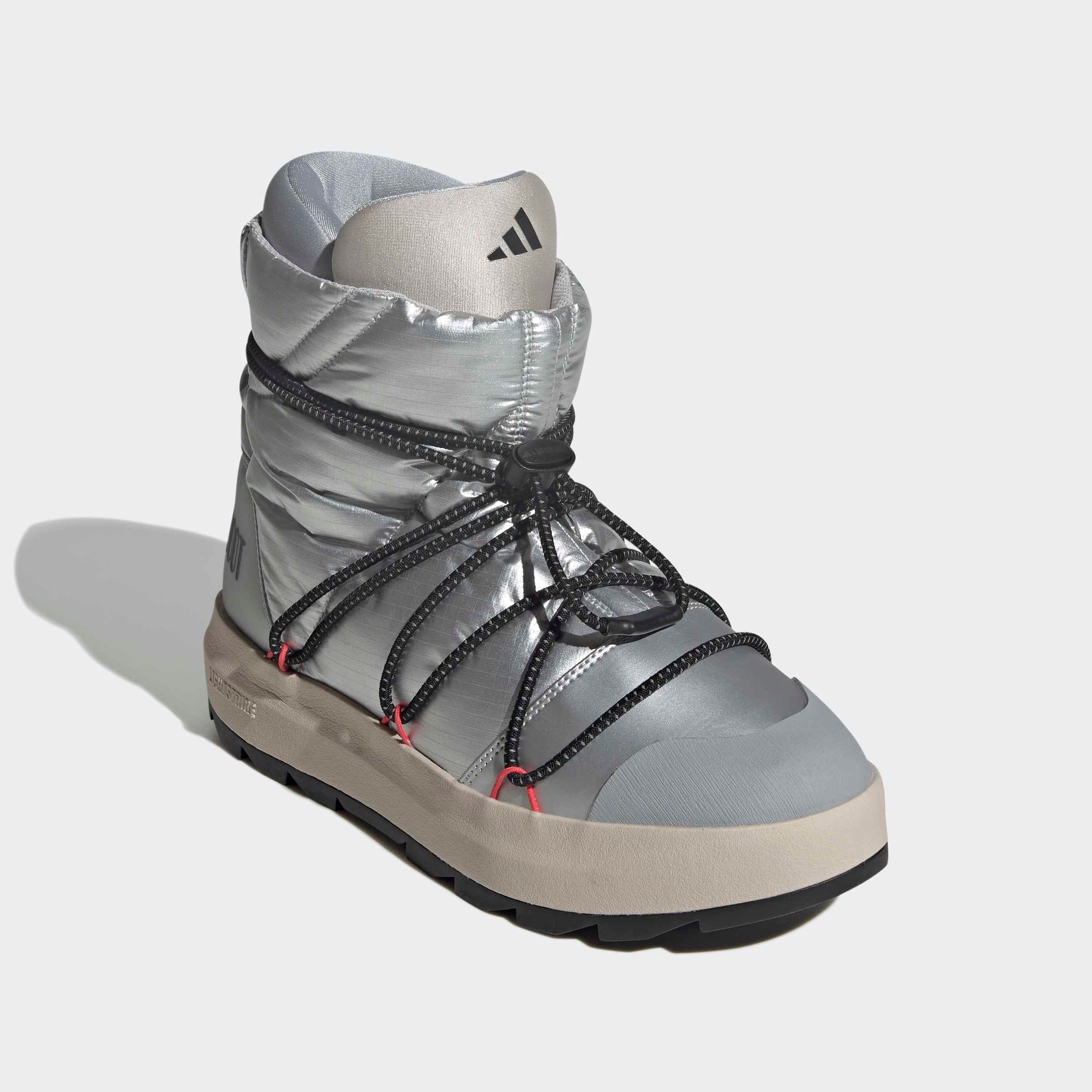 Sneaker ADIDAS SPORTSWEAR "ADIDAS X MOON BOOT ACE MID", Gr. 42,5, matte silber, core schwarz, lucid rot, Synthetik, Textil, Schuhe