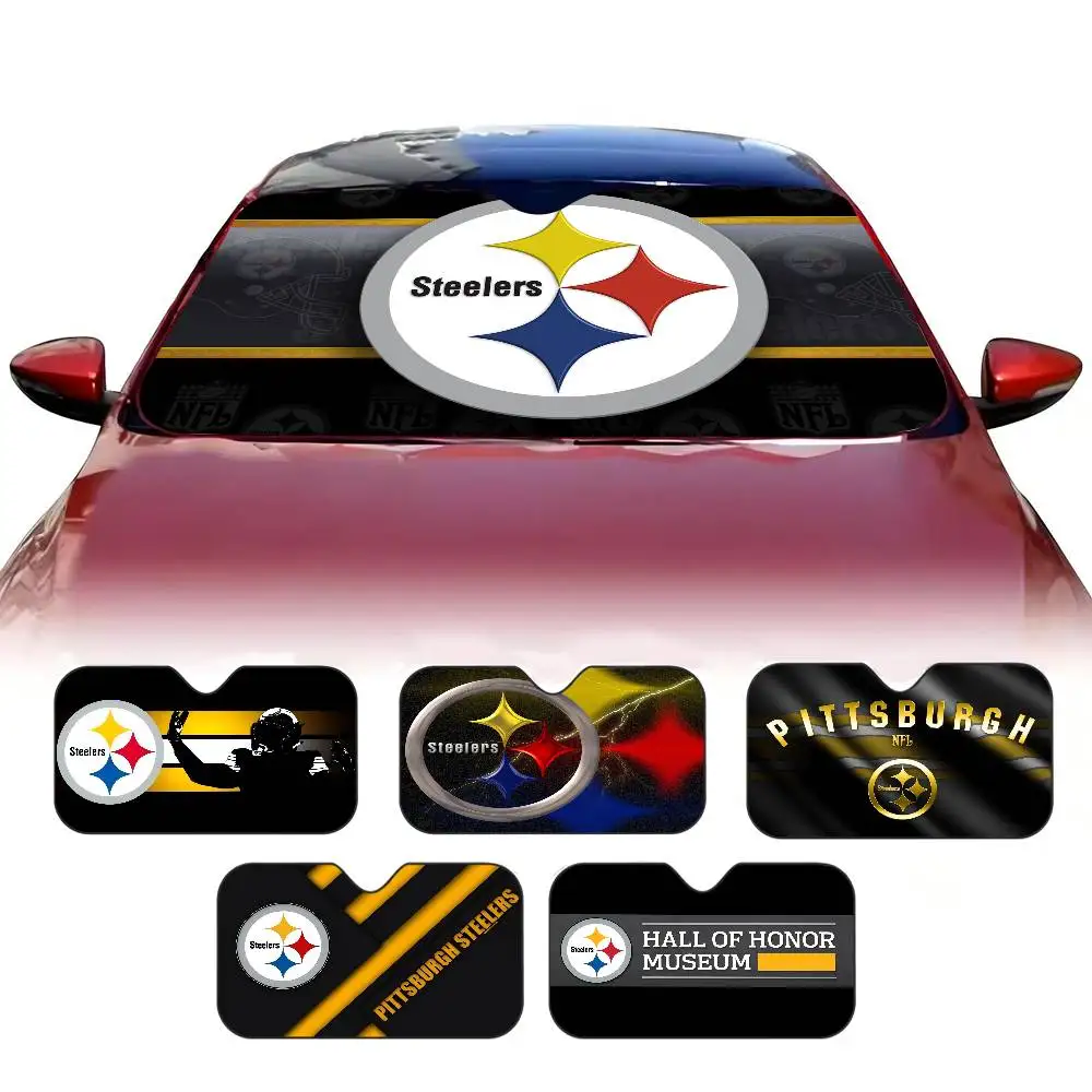 Pittsburgh SteelerS Sonnenschutz-Windschutzscheibe, zusammenklappbare Auto-Frontscheibe, 70 x 130 cm, Autofenster-Windschutzscheibenabdeckung, Wärmereflektor Image