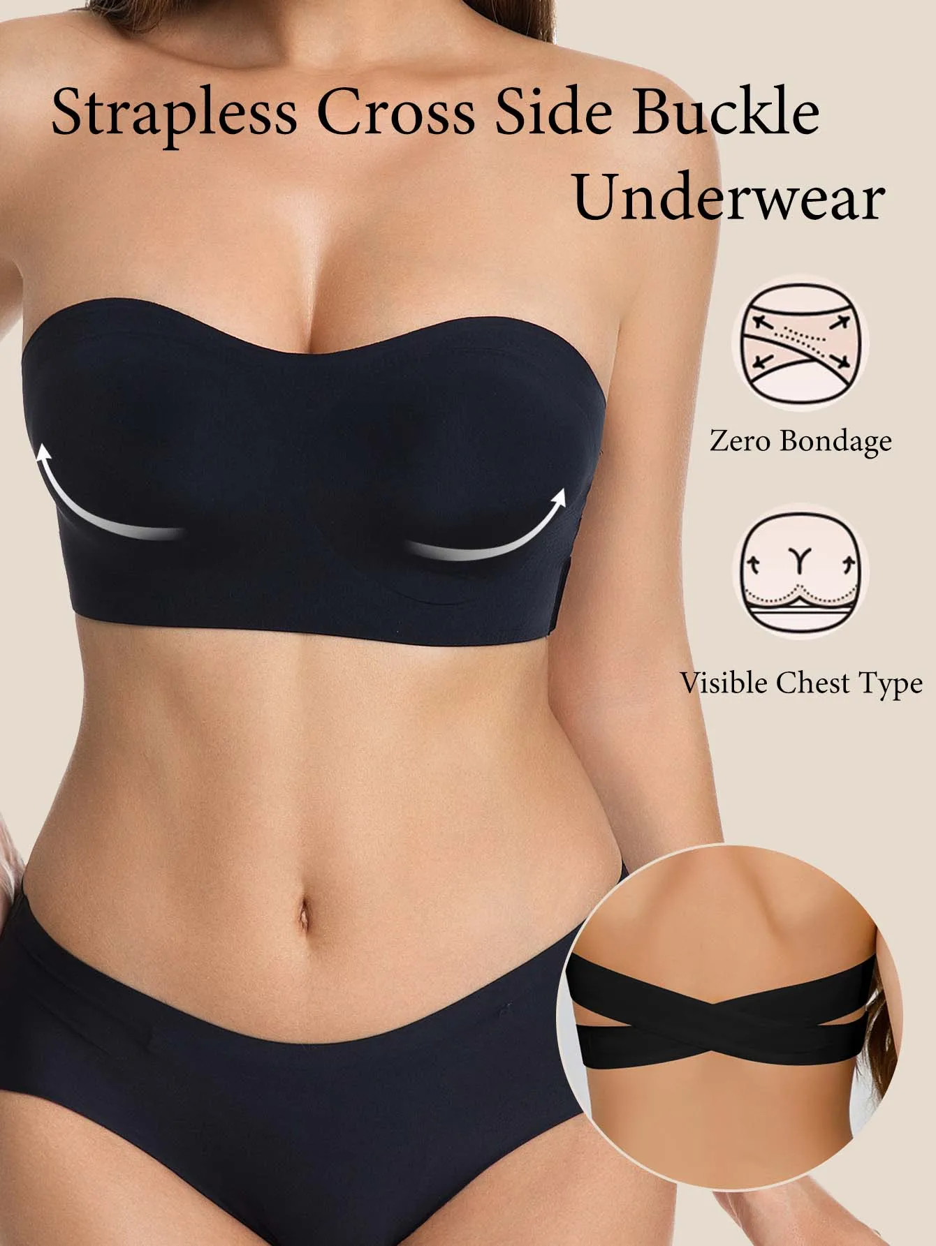 Frauen Unsichtbare Liebsten Push-Up Bhs Weibliche Abnehmbare Gepolsterte Weiche Eis Seide Spurlose Brasseries Draht Frei Seite Schnalle Bh Image