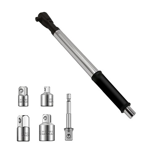 Chiave di prolunga offset 6 in 1, chiave a cricchetto elettrica con adattatore staccabile, compatibile con bussole da 1/2, 1/4 e 3/8, barra di prolunga per chiave a percussione a batteria per