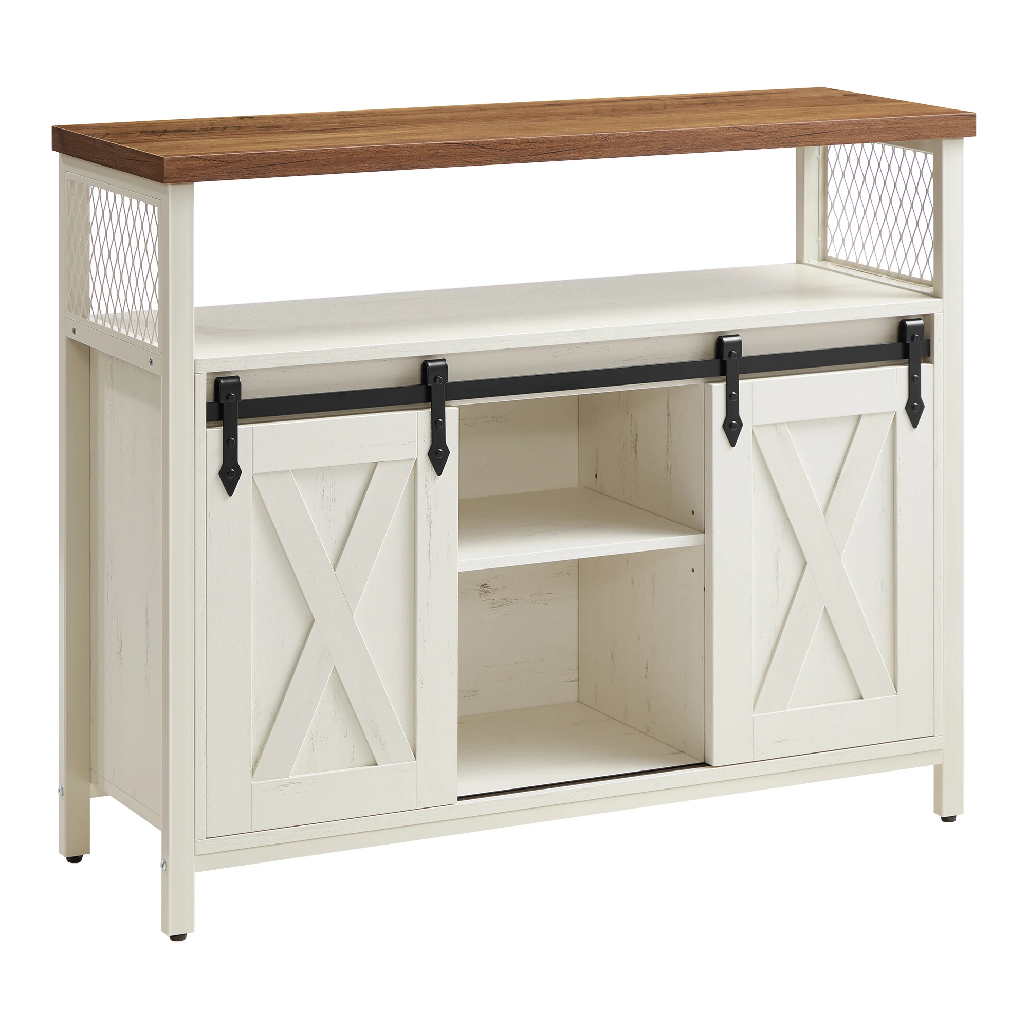 VASAGLE Sideboard, Küchenschrank, Aufbewahrungsschrank, mit 2 Schiebetüren, 33 x 100 x 80 cm, verstellbare Ablagen Image