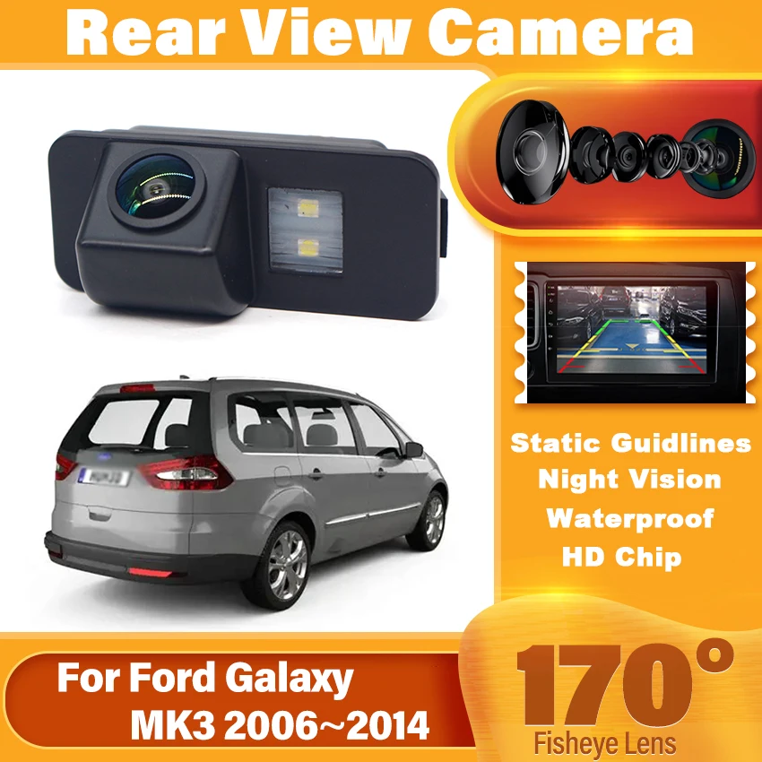 CCD HD170 ° Fisheye Rückansicht Kamera Für Ford Galaxy MK3 2006 2007 2008 2009 2010 2011 2012 2013 2014 Auto Reverse Parkplatz Monitor Image