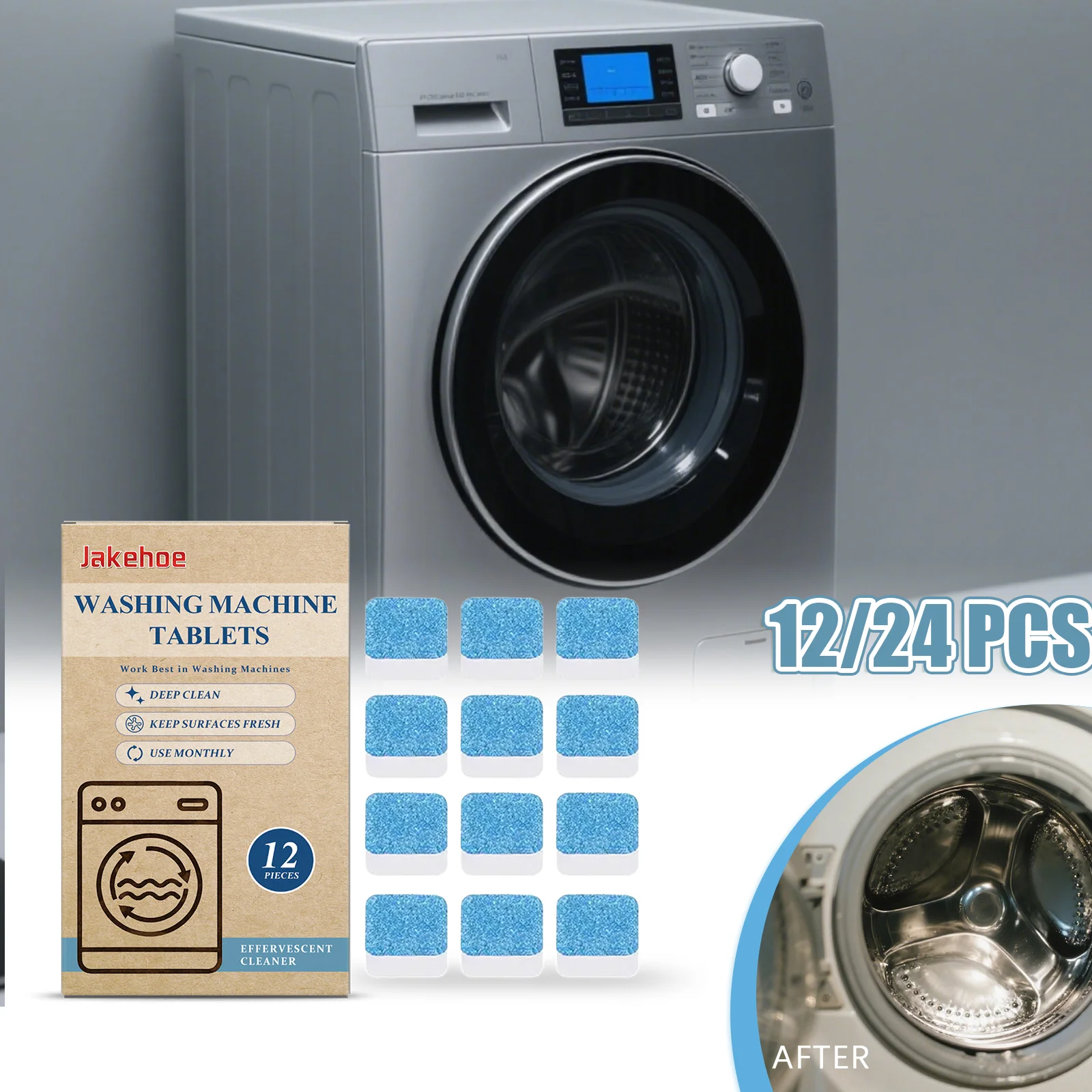 Washing Machine Tablets Foaming Tablets Powerful Descaling No Residue Suitable For Cleaning Washing Machine Drums Large Boxed