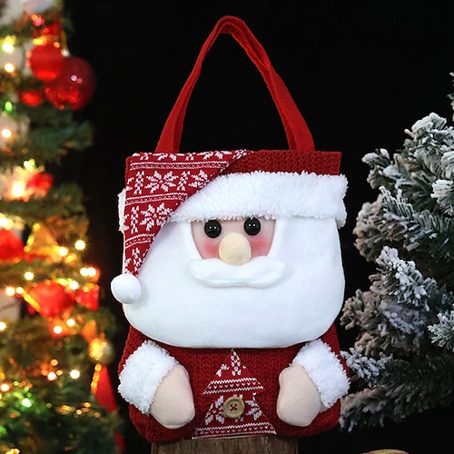 1 pz borsa portaoggetti per lavori a maglia natalizi, Babbo Natale, pupazzo di neve, Rudolph, borsa per caramelle, sacchetti regalo con manico, vigilia di Natale regali di Natale - decorazioni per
