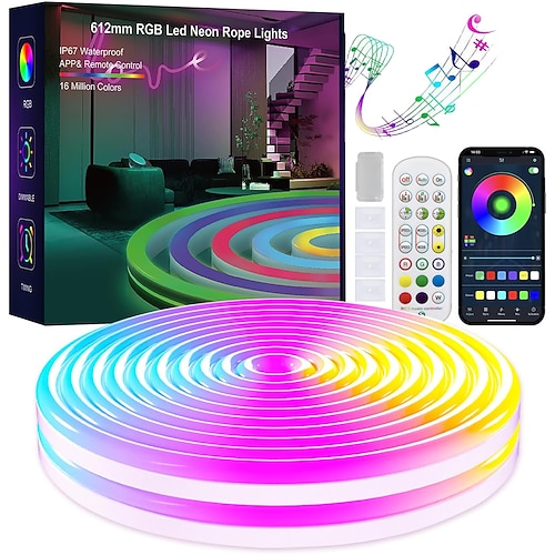 RGB wasserdichtes Smart Neon-Seillicht-Kit Silikon LED-Streifenlichter 3M 5M oder 2x5M Bluetooth App Steuerung dimmbar Musiksynchronisation Mehrfarben DIY zuschneidbar Image