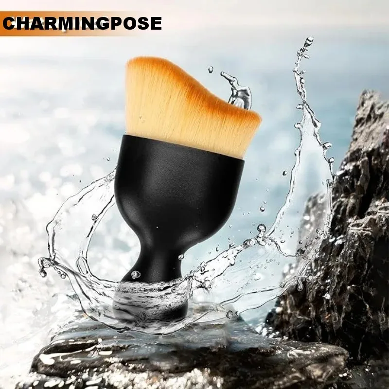 Ovaler Foundation Brush Pro | Streifenfreier Make-up-Applikator für flüssige und Cremes | Vegane Kunstfaserbürste für makelloses Mischen und C Image