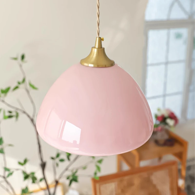 Moderne minimalistische rosa Glas Pendelleuchte Bauhaus romantische Mädchenzimmer Schlafzimmer Nachttisch Esszimmer Bar Balkon Beleuchtungskörper