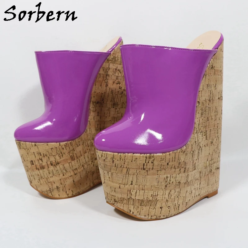 Sorbern 26 cm Extreme High Heel Pantoletten Damen Schuhe Crok Wedges Plattform Closed Toe Slip On Transfer Girls Drag Queen Slides Custom