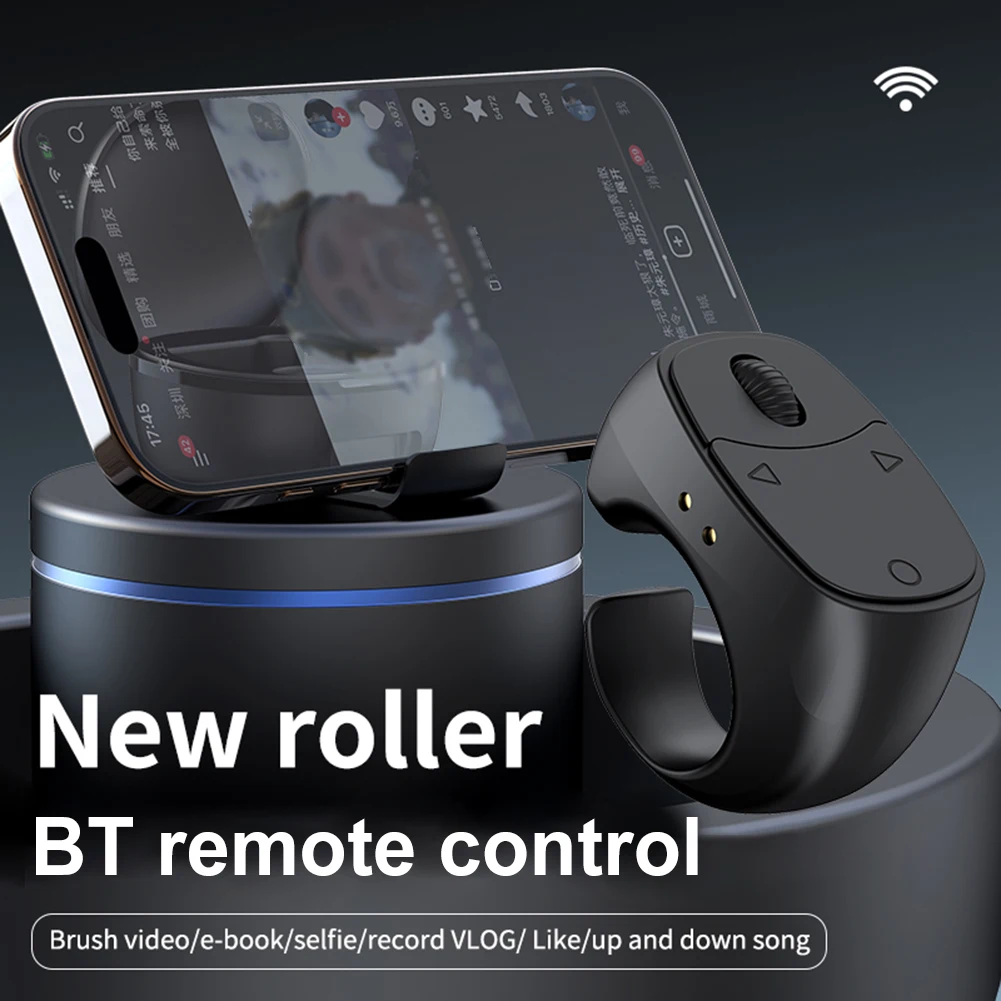 Multifunktionale automatische Fernbedienung BT 5.3 Portable Selfie Browse Video Read E-Books Fingerspitzen-Controller für Mobiltelefone Image