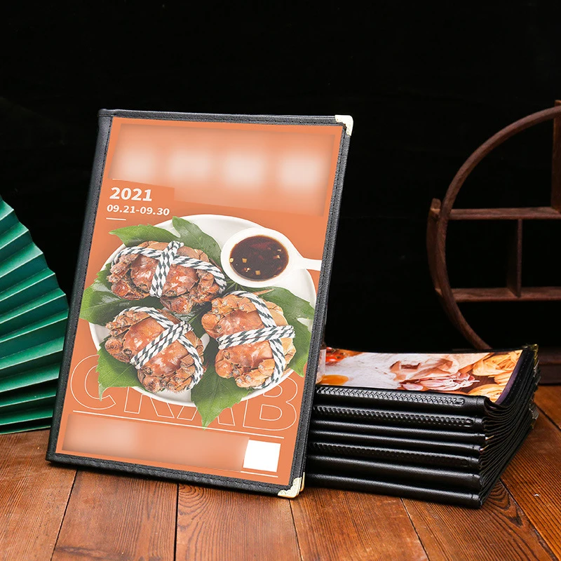 Faltbarer, transparenter PVC-Menüumschlag, A4, Metallecken, Menüs, Preisanzeige, Buch, Briefgröße, wiederverwendbar, A4-Menüpapierhalter, Küche Image