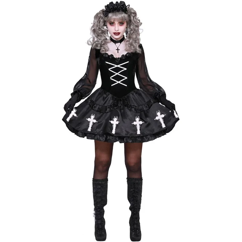 Frauen Halloween Vampir Paar Uniform Purim Cosplay Kostüme Horror Ghost Dead Zombie Corpse Bride Kostüm Kleid Erwachsene Image