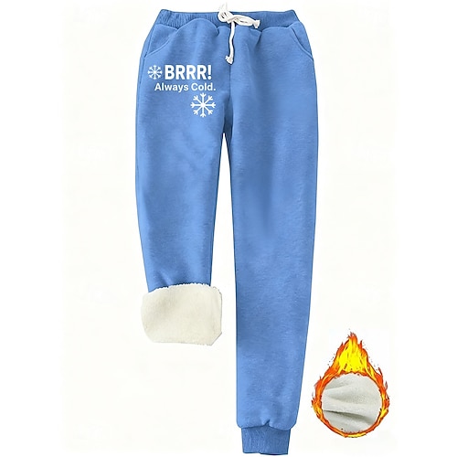 Damen Jogginghose Fleecehose Mode Basic Lässig Volle Länge Hohe Taille Buchstabe Kordelzug Tasche Druck Thermowarm Winddicht Bequem Dehnbar Urlaub Straße Lässig Schwarz Rosa Dunkelpink Blau Frühling Image