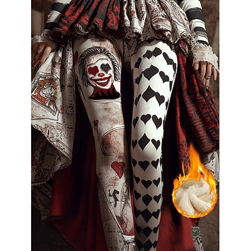 Damen Leggings Urlaub Vintage Ethno-Stil Volle Länge Hohe Taille Grafik Geometrisch Abstrakt Thermowarm Bequem Verdicken Dehnbar Lässig Täglich Outdoor Schwarz Weiß Rot Herbst Winter Schmale Passform Image