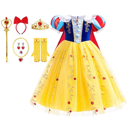 Buchwoche 2026: Schneewittchen-Märchenkleid, Blumenmädchenkleid, Mottoparty, Kostüm, Tüllkleid, Mädchen-Film-Cosplay (mit Accessoires), Kleider-Accessoire-Set, Karneval, Welttag des Buches Image