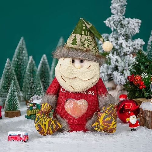 1 pz sacchetti regalo di Natale in lino con cerniera - riutilizzabili 2026 nuovo Natale Eva Babbo Natale pupazzo di neve fiocco di neve cervo sacchetti di caramelle a forma di mela contenitori