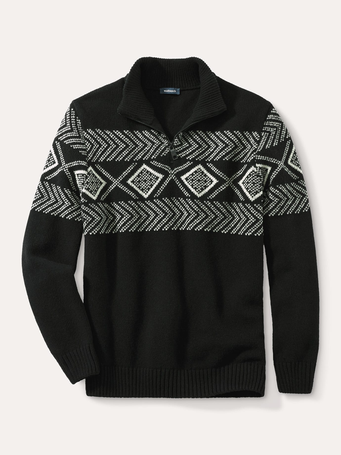 Walbusch Herren Norweger Schuh Troyer Schwarz gemustert