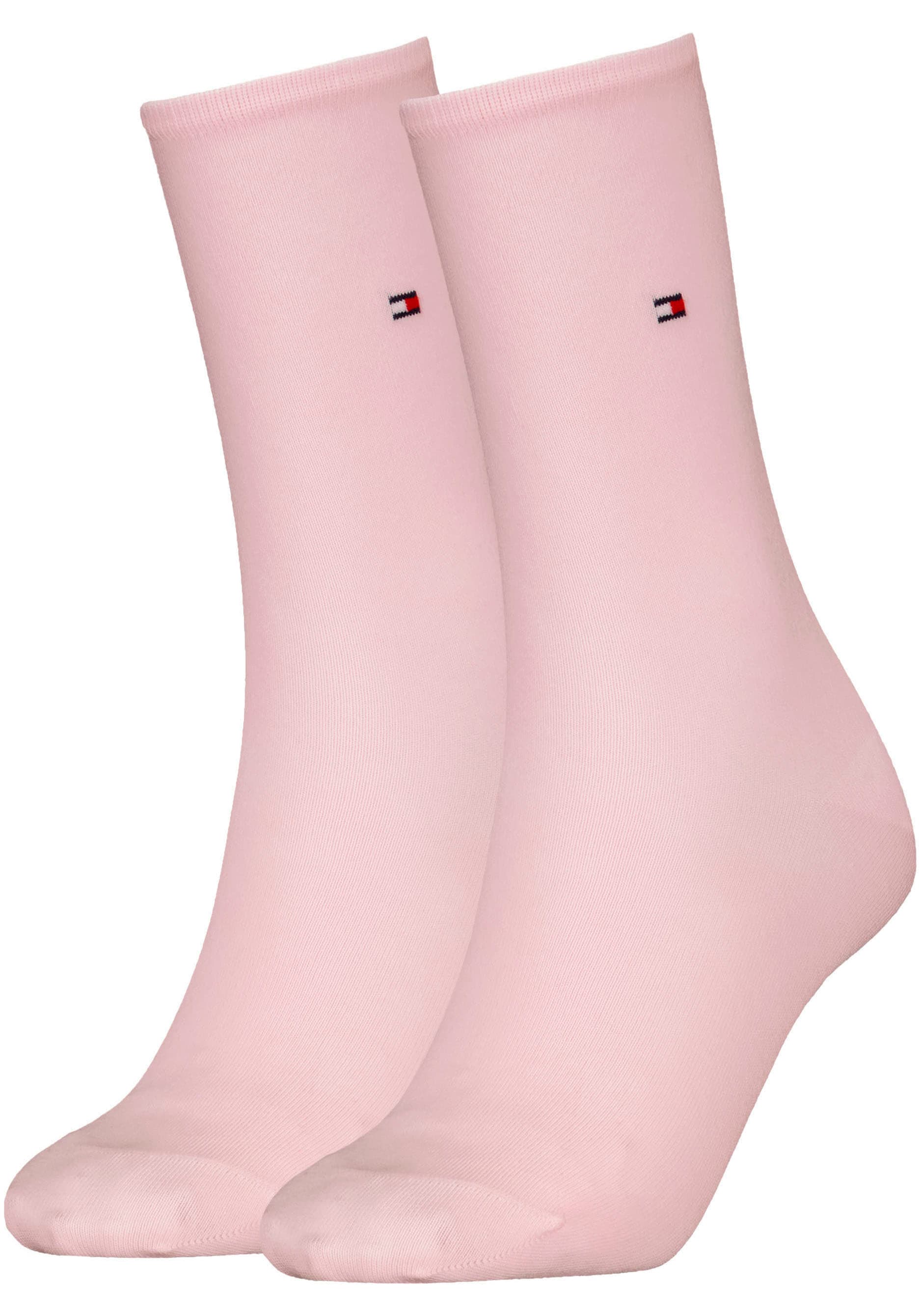 Socken TOMMY HILFIGER "TH WOMEN SOCK CASUAL 2P", Damen, Gr. 39-42, rosa (light pink), Baumwollmischung, Elasthan, Polyamid, meliert, unifarben, elastisch, Socken Socken, mit flacher Zehennaht