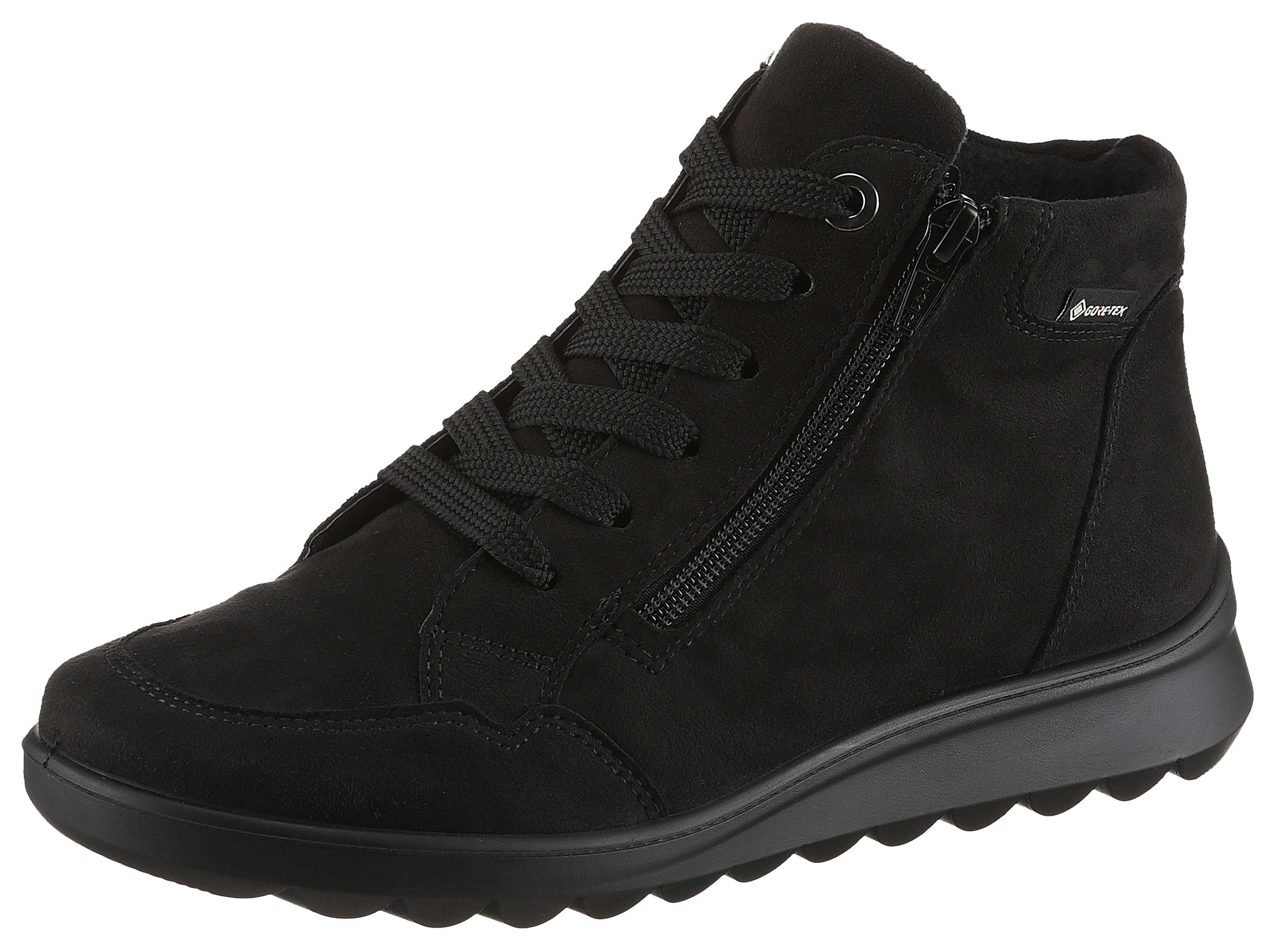 Schnürboots ARA "TORONTO", Damen, Gr. 4 (37), schwarz, Textil, Veloursleder, unifarben, Schuhe, Snowboots, Winterstiefel mit Gore-Tex und Weite sehr weit