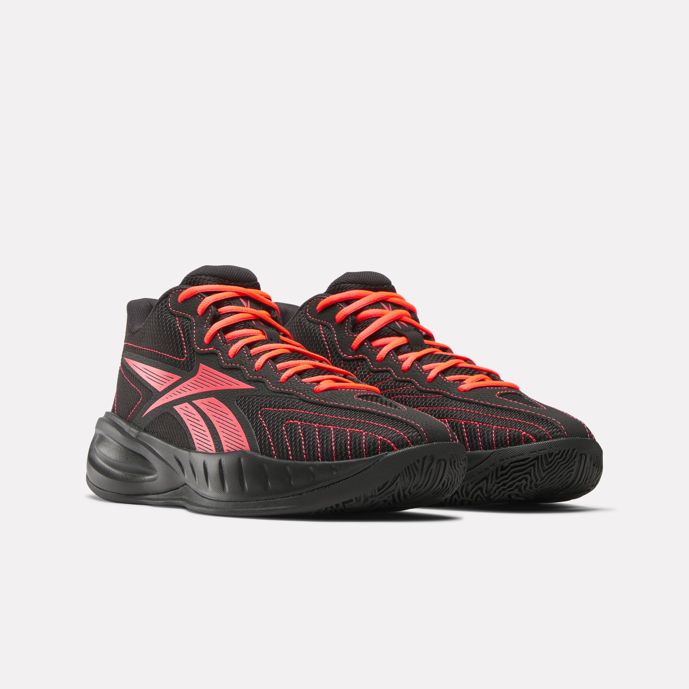 Basketballschuh REEBOK "REEBOK PRESS", Damen, Gr. 45,5, core schwarz, neon cherry, core schwarz, Schuhe
