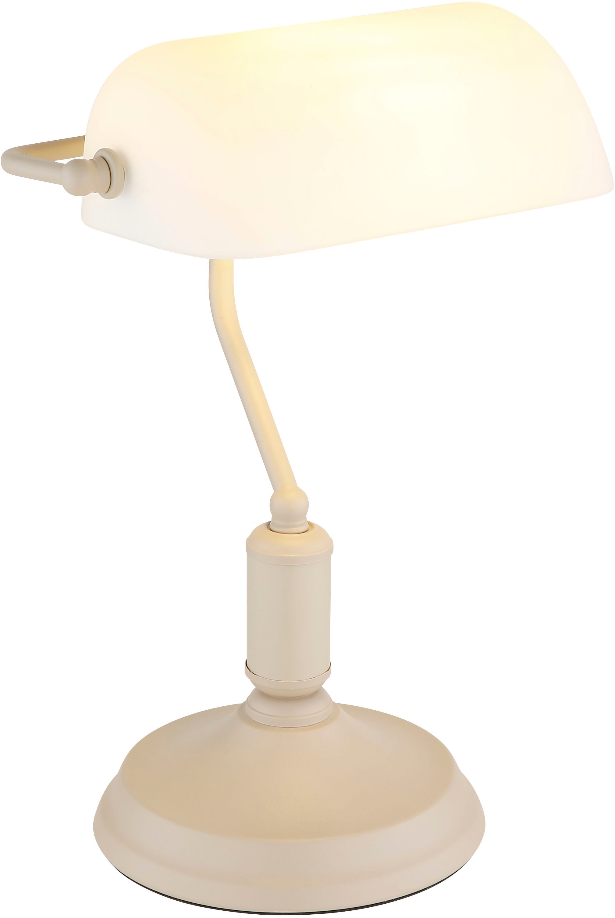 MY HOME Tischleuchte "Leandra Bankerslamp", weiß (sandfarben, weiß), 1, H: 37cm, 1 Stk., Leuchten, Wippschalter am Kabel, Bankerlampe, beige, Vintage, Tischleuchte