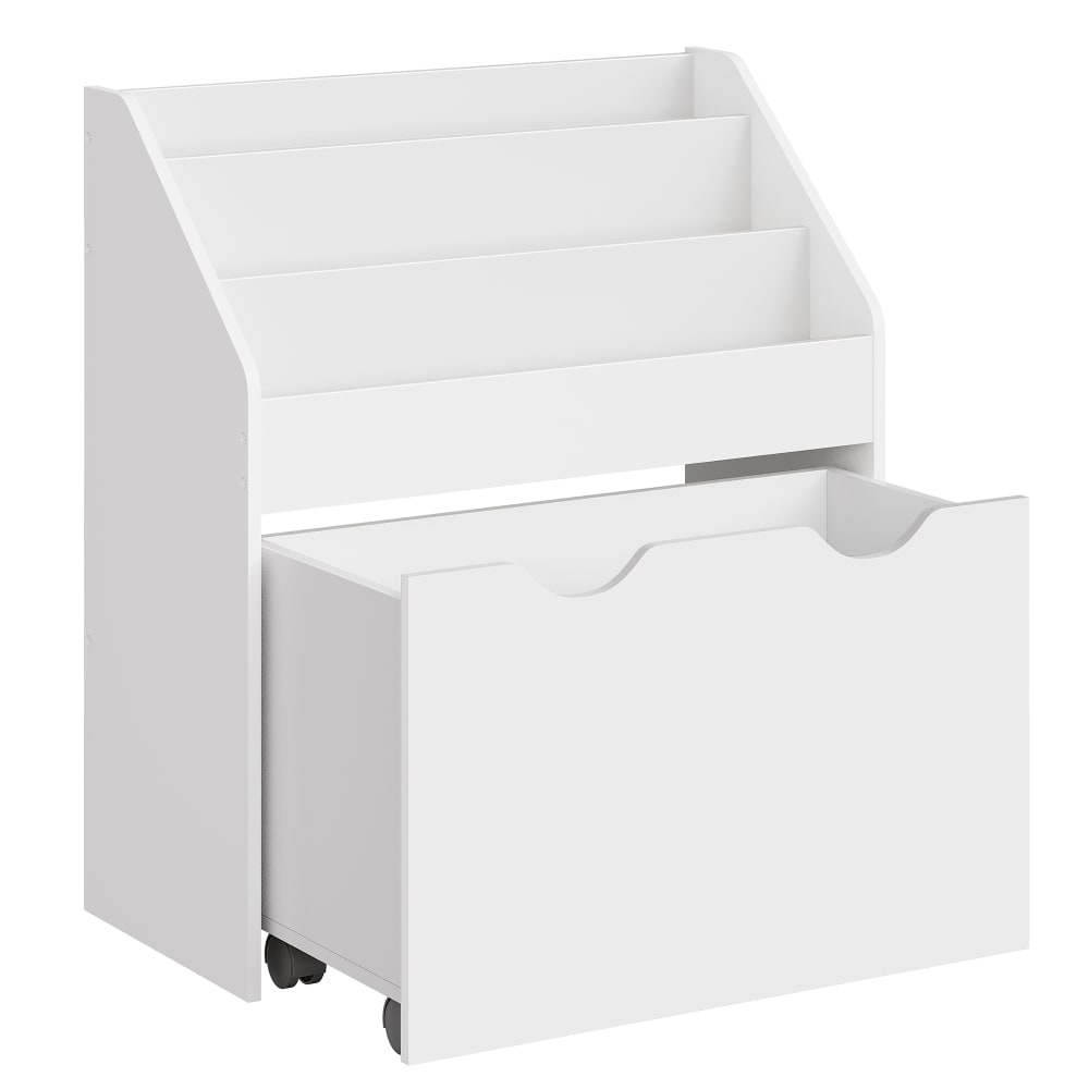 Scaffale libreria bambini 3 scomparti contenitore ruote bianco