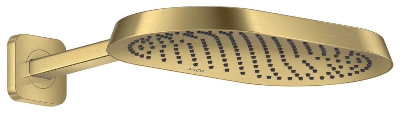Hansgrohe AXOR ShowerSphere Kopfbrause 370/220 1jet EcoSmart mit Brausearm, Brushed Brass, 39749950 39749950 Image