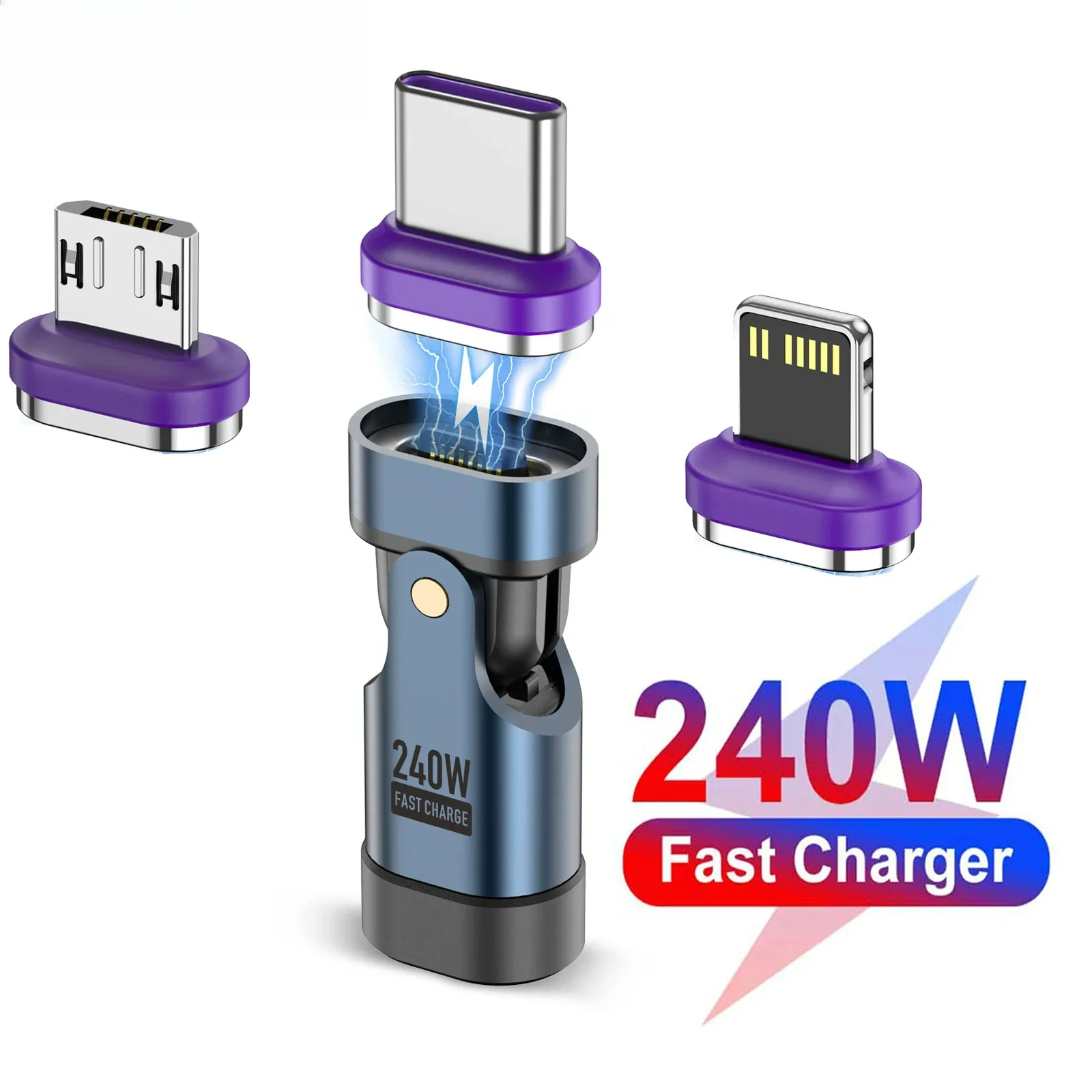 240 W Typ-C-Adapter USB-C auf Typ-C-Schnellladekabel, magnetischer USB-C-Buchse-Konverter für MacBook iPhone 16 15 17 Xiaomi Image