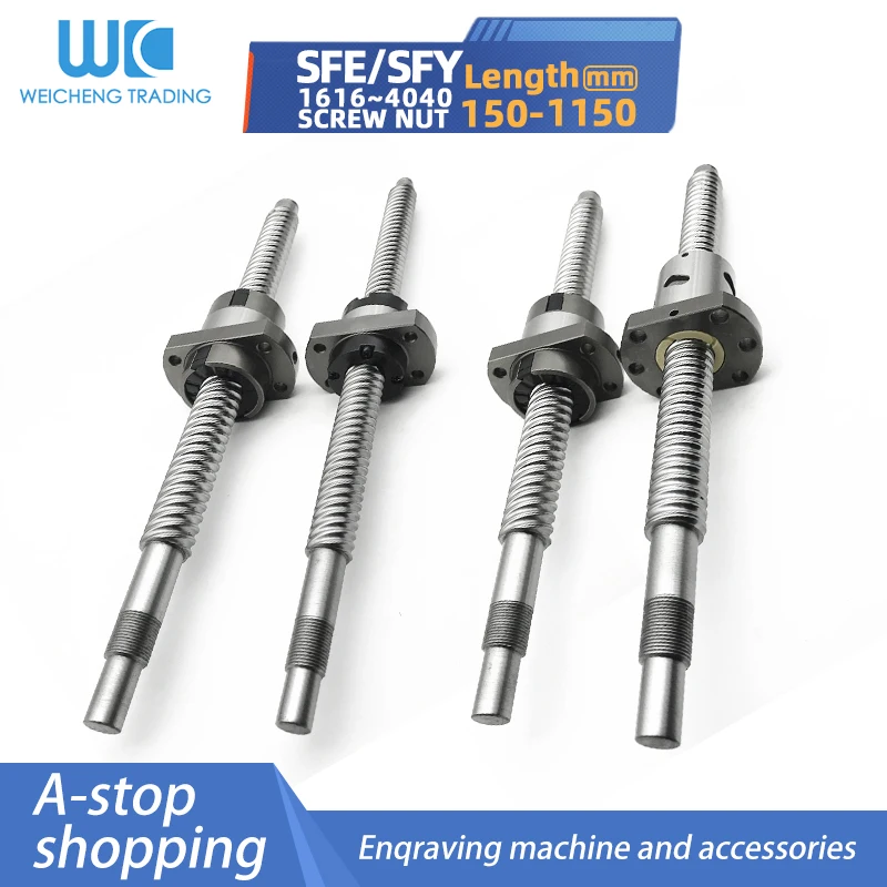 1PC Präzisions-Kugelumlaufspindel 1616/2020/2525/3232/4040 Durchmesser 16/20/25/32/40mm Länge 150-1150mm + einzelne Hochgeschwindigkeits-Kugelmutter SFE/SFY Image