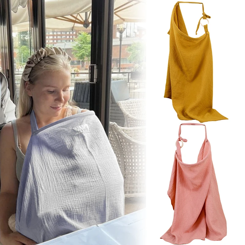Breathable Baby Nursing Cover Maternity Breastfeeding Cover Cotton Muslin Baby Feeding Blanket Privacy Apron Stroller Blankets Image