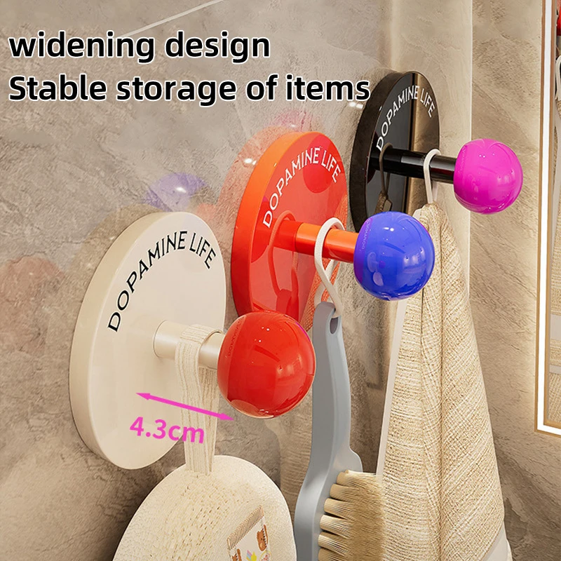 1/2/3pcs Household Dopamine Bathroom Door Hook, No Punching Creative Cute Bag, Hat Hook, Seamless Entrance Key Hook