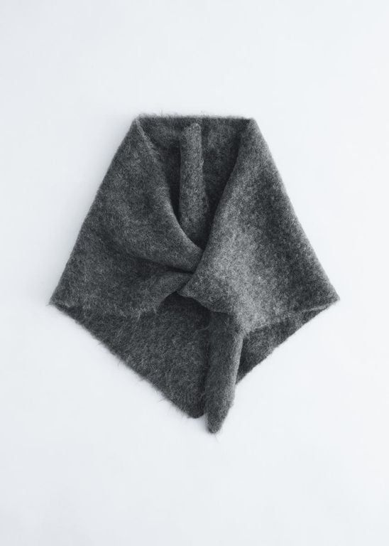 Mohair-Blend Brushed Triangle Scarf - Gray - & Other Stories Scarves