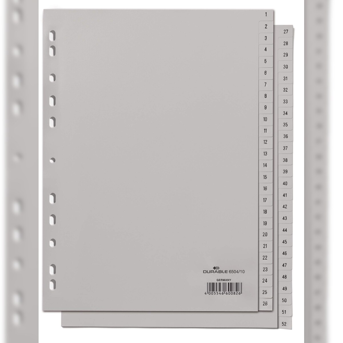 Durable Ordnerregister für A4 1-52 gr geprägte Taben aus PP Image