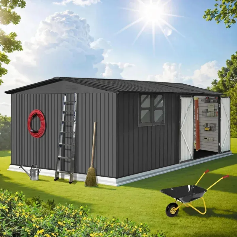 RPD4-UBO 12x10 FT Outdoor Storage Clearance.Large House.Metal Garden Shed with Updated Frame Structure Windows and Lockabl