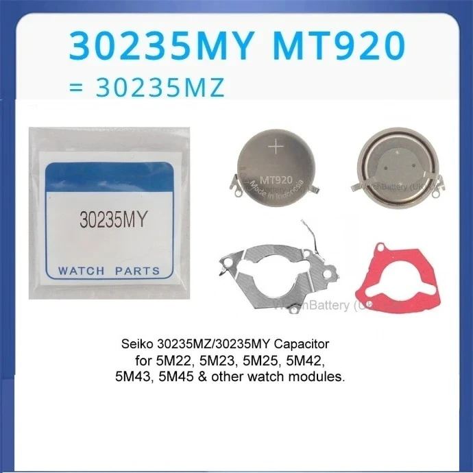 MT920 30235MY Kondensator MT-920 3023,5MY 3023-5MY Uhrenbatterie für Seiko Kinetic Watch 5M22 5M23 5M25 5M42 5M43 5M45 und mehr Image