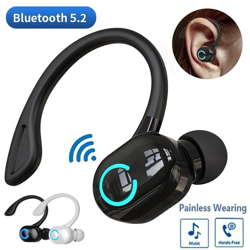 Drahtlose Ohrbügel-Kopfhörer, einzelne Mini-Freisprech-Kopfhörer, HiFi-Bass-Sport-Headset mit Geräuschunterdrückung und Mikrofon für Mobiltelefone Image