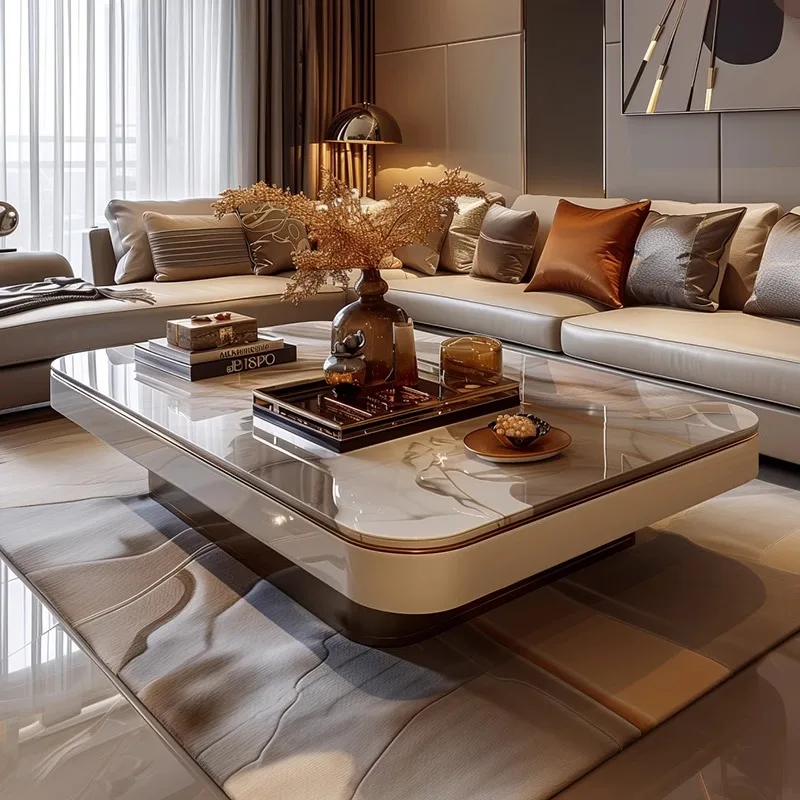 Designer Einfacher Couchtisch Minimalistischer ästhetischer italienischer einzigartiger Couchtisch Computerschreiben Metall Couchtisch Wohnmöbel Image