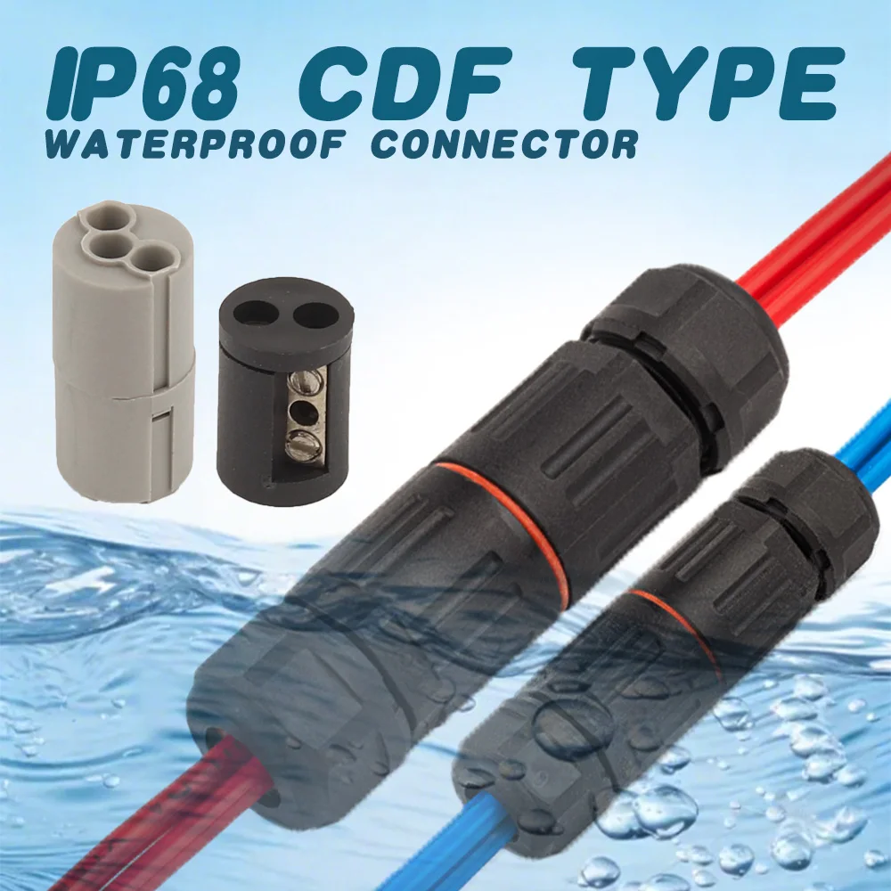 IP68 Elektrische Wasserdichten Stecker Draht Kabel 2/3/5 Pin Outdoor Stecker Gerade Schnell Push-in Terminal block Leiter Anschluss Image
