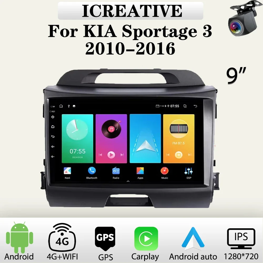 Android Auto Radio für KIA Sportage 3 2010-2016 9'' Multimedia Carplay Player 2Din Auto Stereo Autoradio kopf Einheit Navigation GPS Image