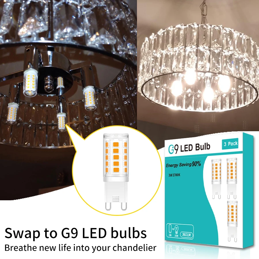 G9 LED-Glühbirne 220 V 360 Lumen 360 ° Abstrahlwinkel G9-Glühbirnen für Kronleuchter, Keramik-Bi-Pin-Sockel, Ersatz für 30-Watt-Halogen