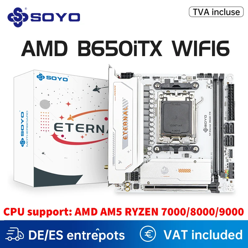 SOYO Eternal B650ITX WiFi Gaming Motherboard Dual Channel DDR5 AM5 Unterstützt Ryzen 9600X 9800X PCIE5.0 NVME SATA3 AMD Mainboard Image