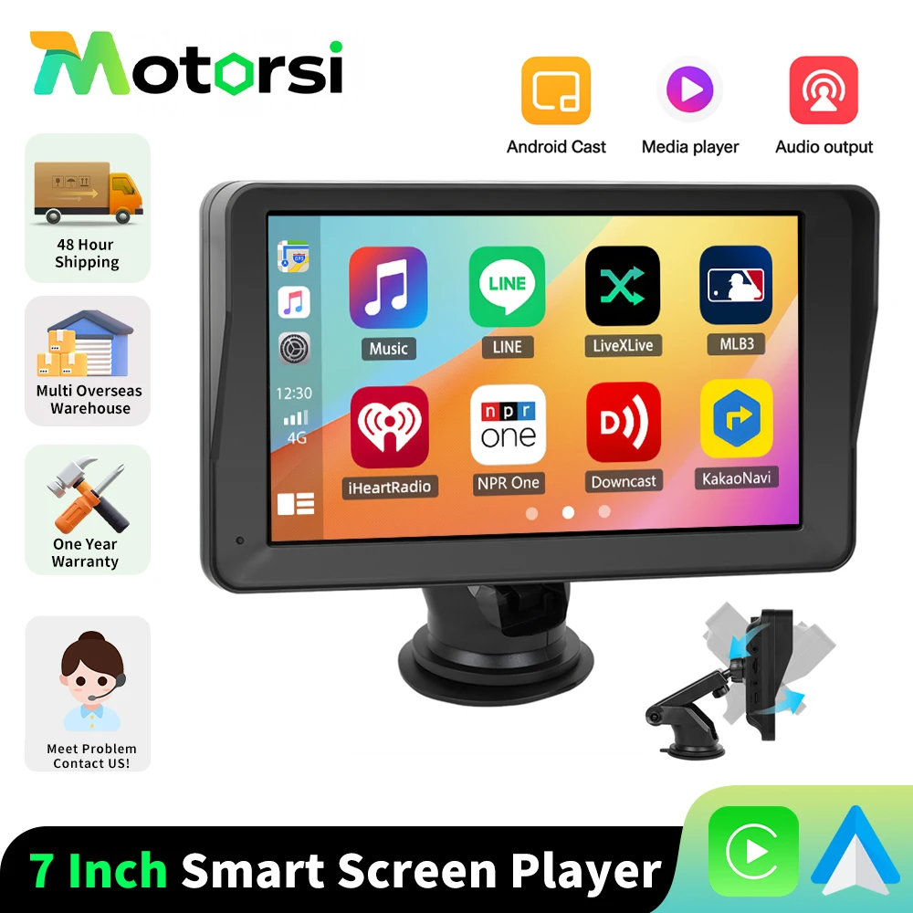 Motorsi 7 zoll AirPlay Carplay Android Auto Auto Radio Nachtsicht Multimedia Video Player Unterstützung CVBS Hinten Kamera Mit USB AUX Image