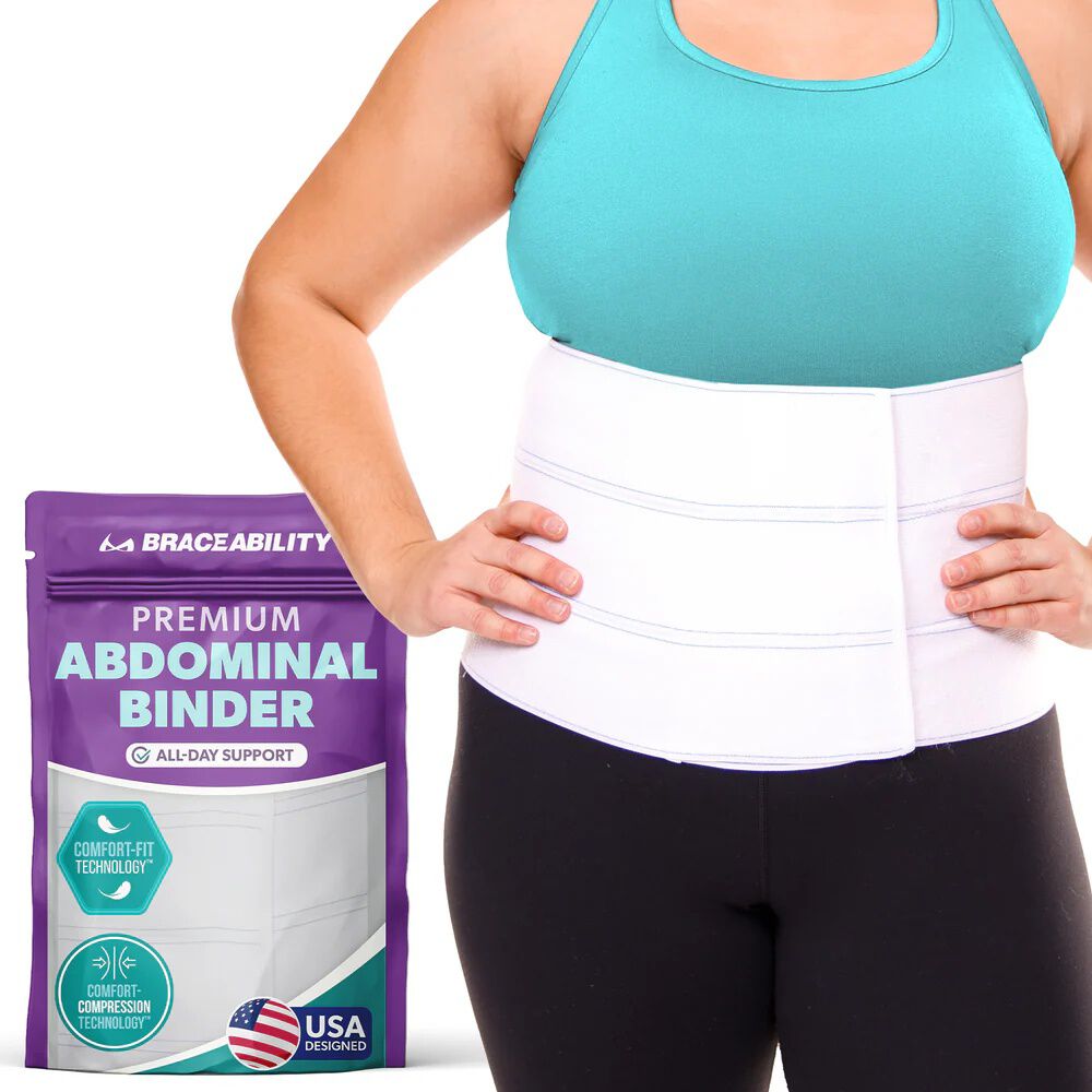 Men's Big & Tall Bariatric Surgery Abdominal Binder 9 Inch by BraceAbility in White (Size 2XL)