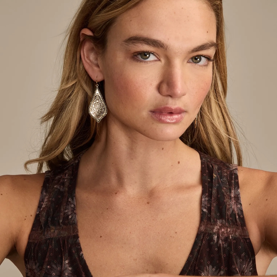 Lucky Brand Ornate Drop Earrings - Women's Ladies Accessories Jewelry Earrings in Silver