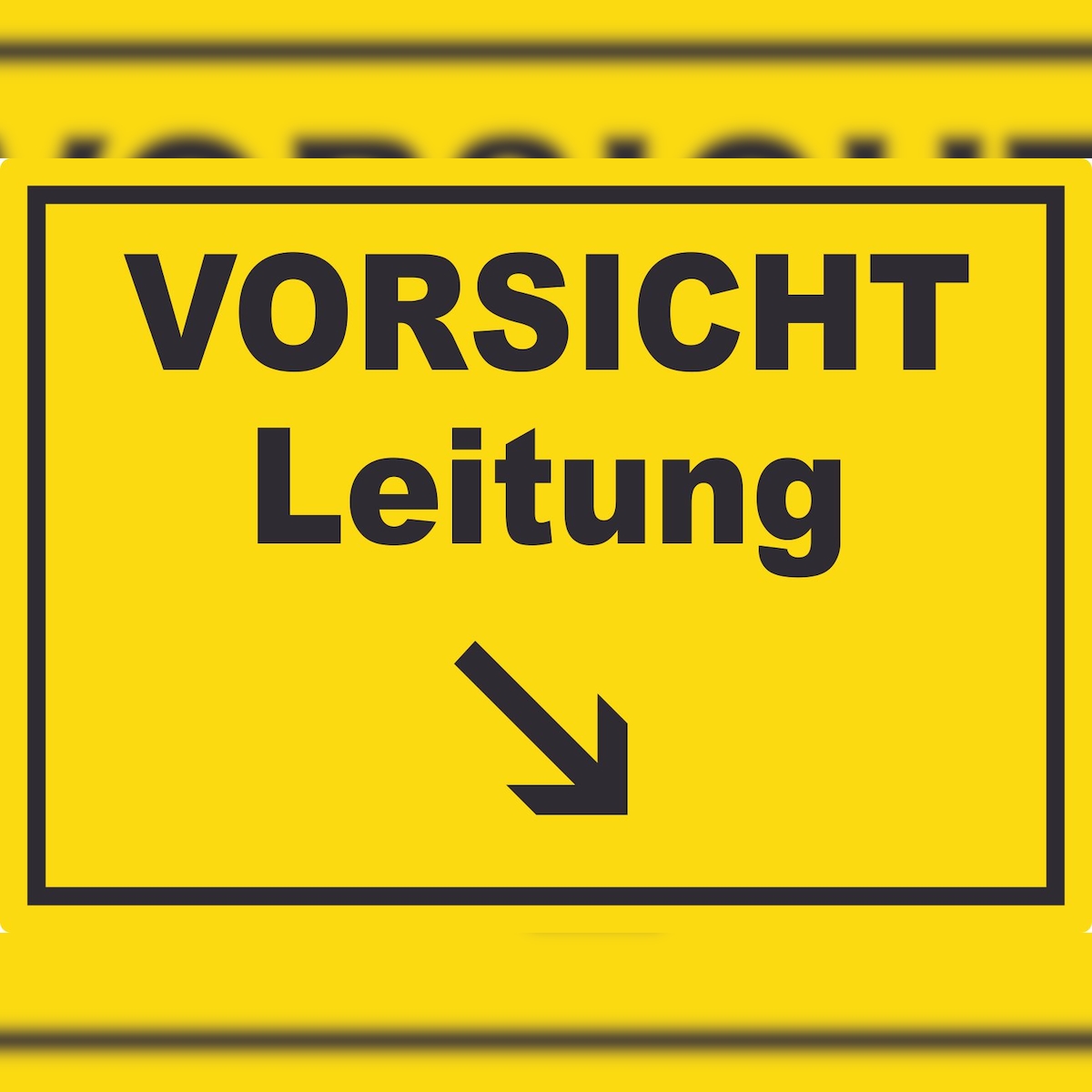 HB-Druck Vorsicht Leitung mit Richtungspfeil rechts unten Aufkleber A7 (74x105mm) Image