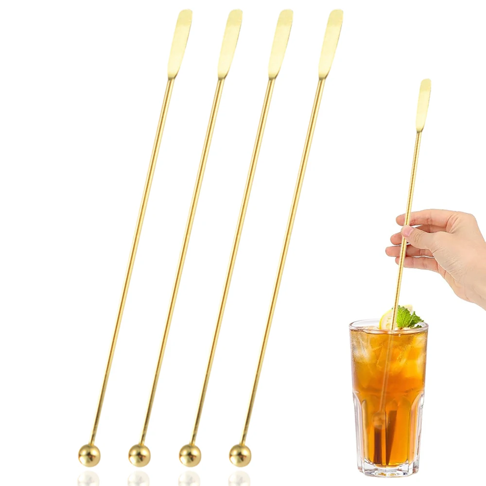 4 Stücke 304 Edelstahl Cocktail Picks Obst Sticks Zahnstocher für Party Bar Werkzeuge Getränk Rührstäbchen Martini Picks Party Image